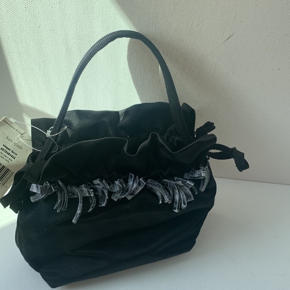 Kate Spade ♠️ Black Silk Bag Cinque Terre Capri Coral Shells Evening Bag NWT 🖤 - Picture 16 of 16